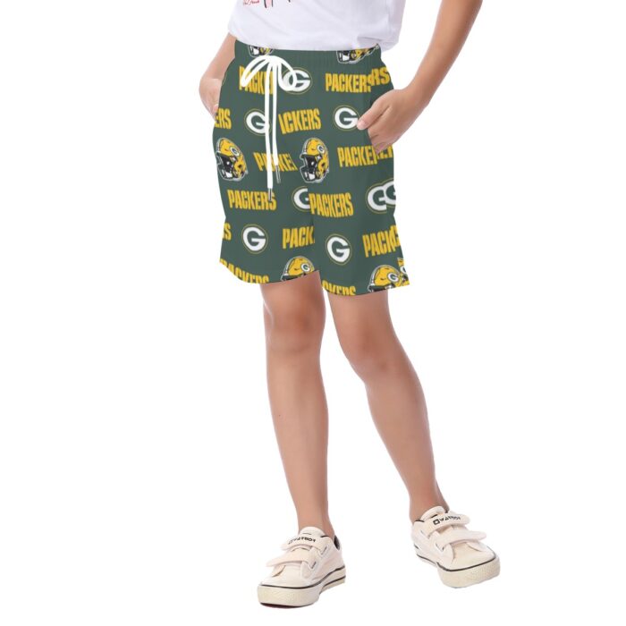 Green Bay Packers All-Over Print Kid's Beach Shorts - Image 3