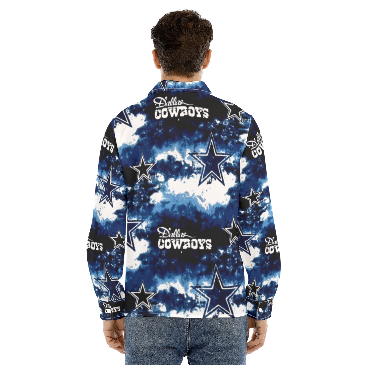 Dallas Cowboys Zubaz All-Over Print Men's Lapel Collar Shirt With Concealed Placket