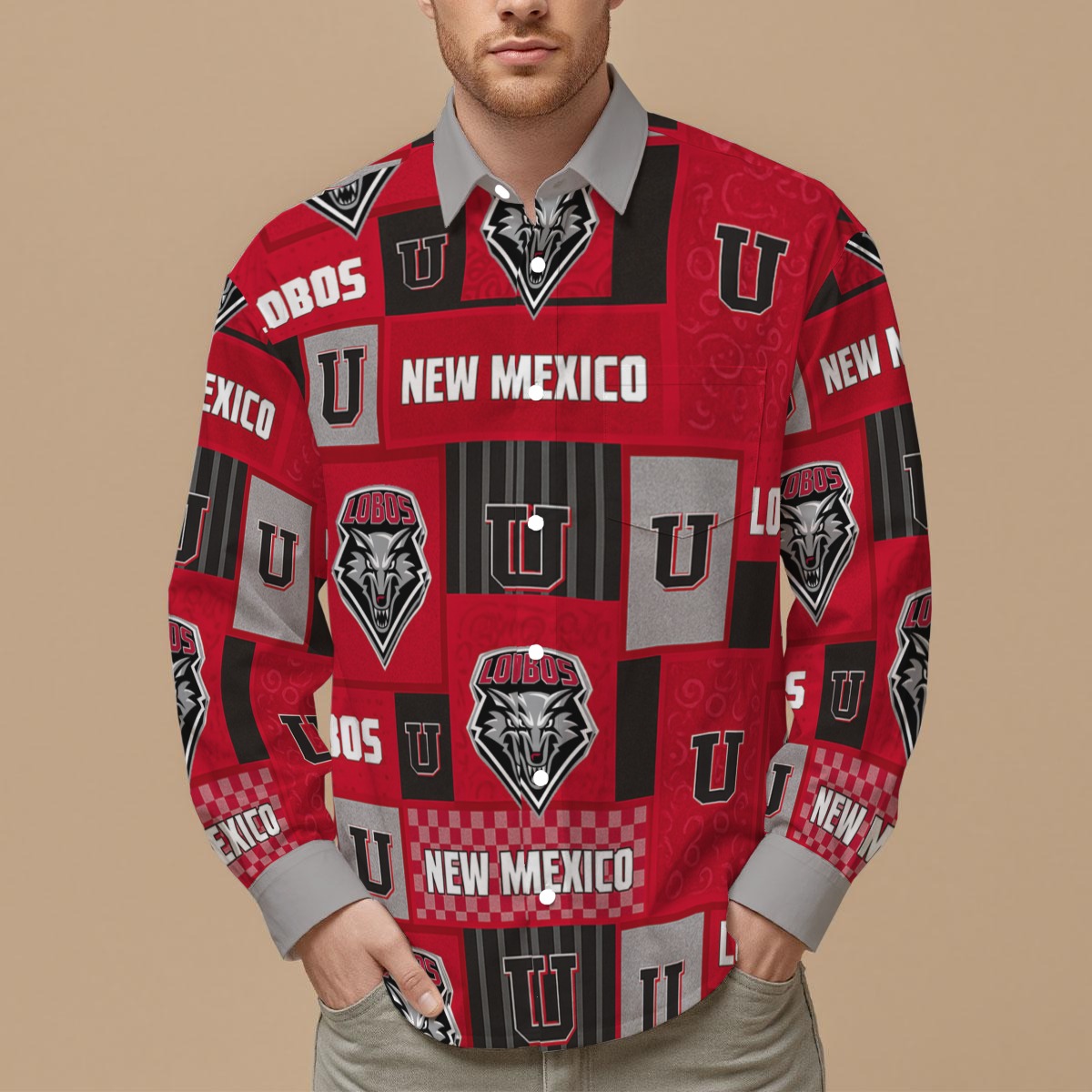 New Mexico - Lobos Men's Slim Fit Long Sleeve Shirt