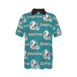 Miami Dolphins Zubaz All-Over Print Men's Lapel Zip Short Sleeve POLO - Image 4