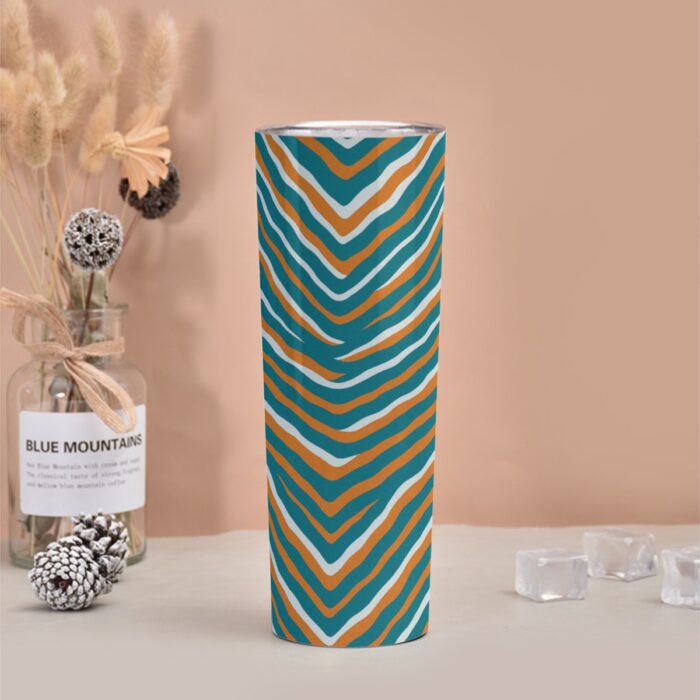Miami Dolphins Zubaz Skinny Tumbler Stainless Steel with Lids 30OZ - Image 1