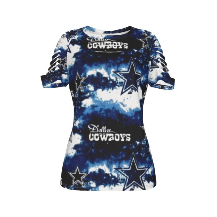 Dallas Cowboys Zubaz All-Over Print Women's Ripped T-Shirt - Image 3
