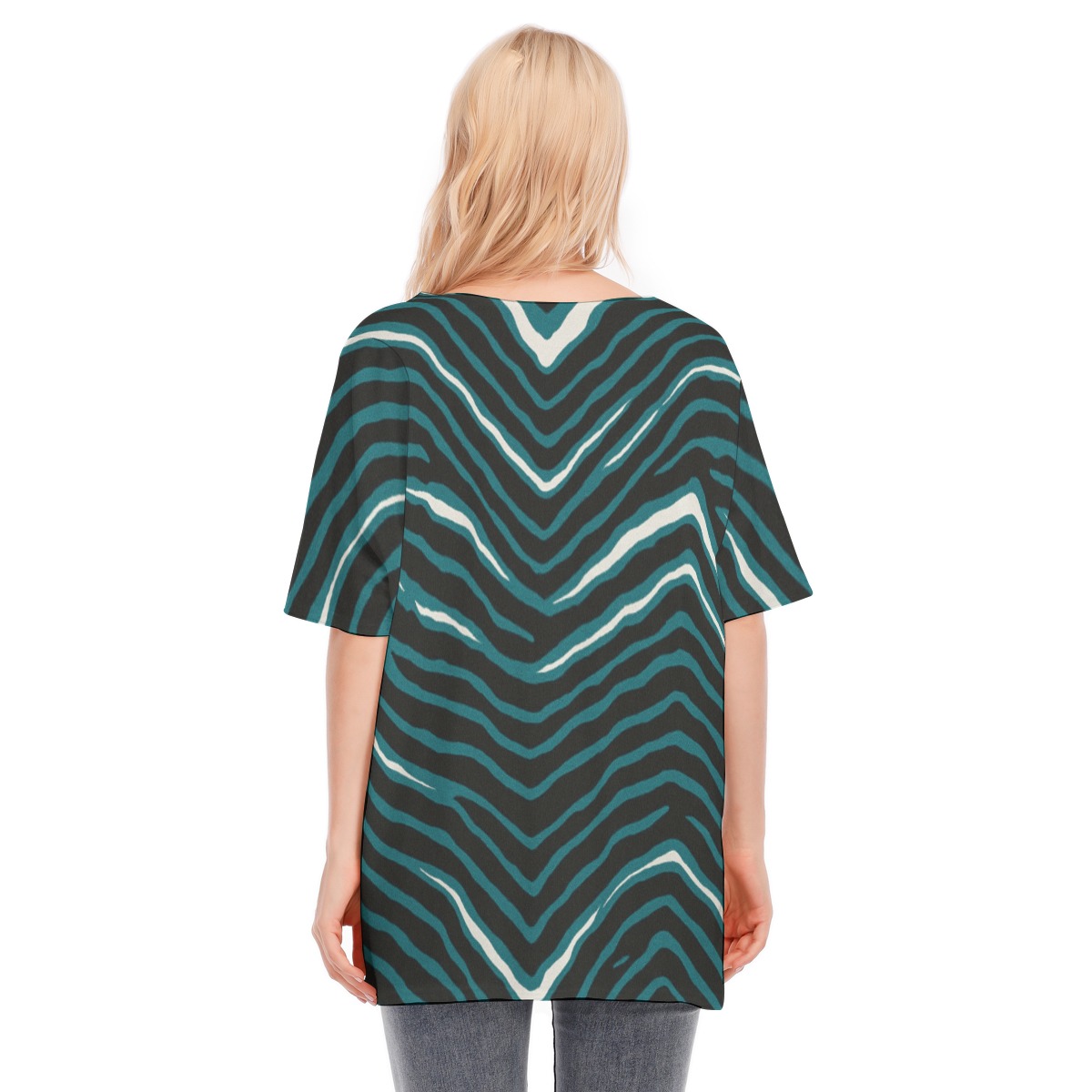 Philadelphia Eagles Zubaz All-Over Print Women's Bat Sleeves Blouse | 190GSM Cotton - Image 4