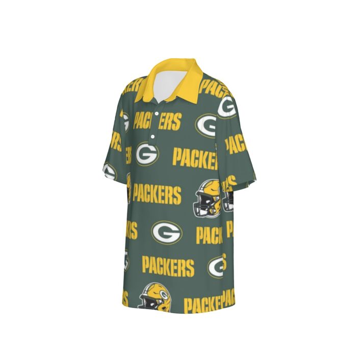 Green Bay Packers All-Over Print Teenage Polo Collar Jersey |210GSM - Image 8