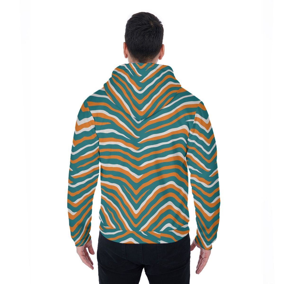 Miami Dolphins Zubaz All-Over Print Men's Sherpa Fleece Zip Up Hoodie - Image 3
