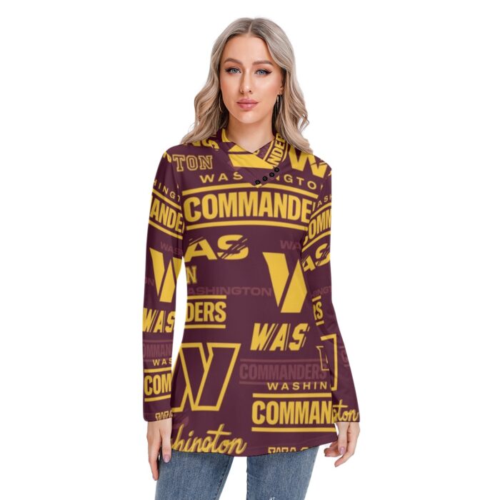 Washington Commanders Women's Long-sleeved Heap-neck Slim Casual Tunic Blouse - Image 1