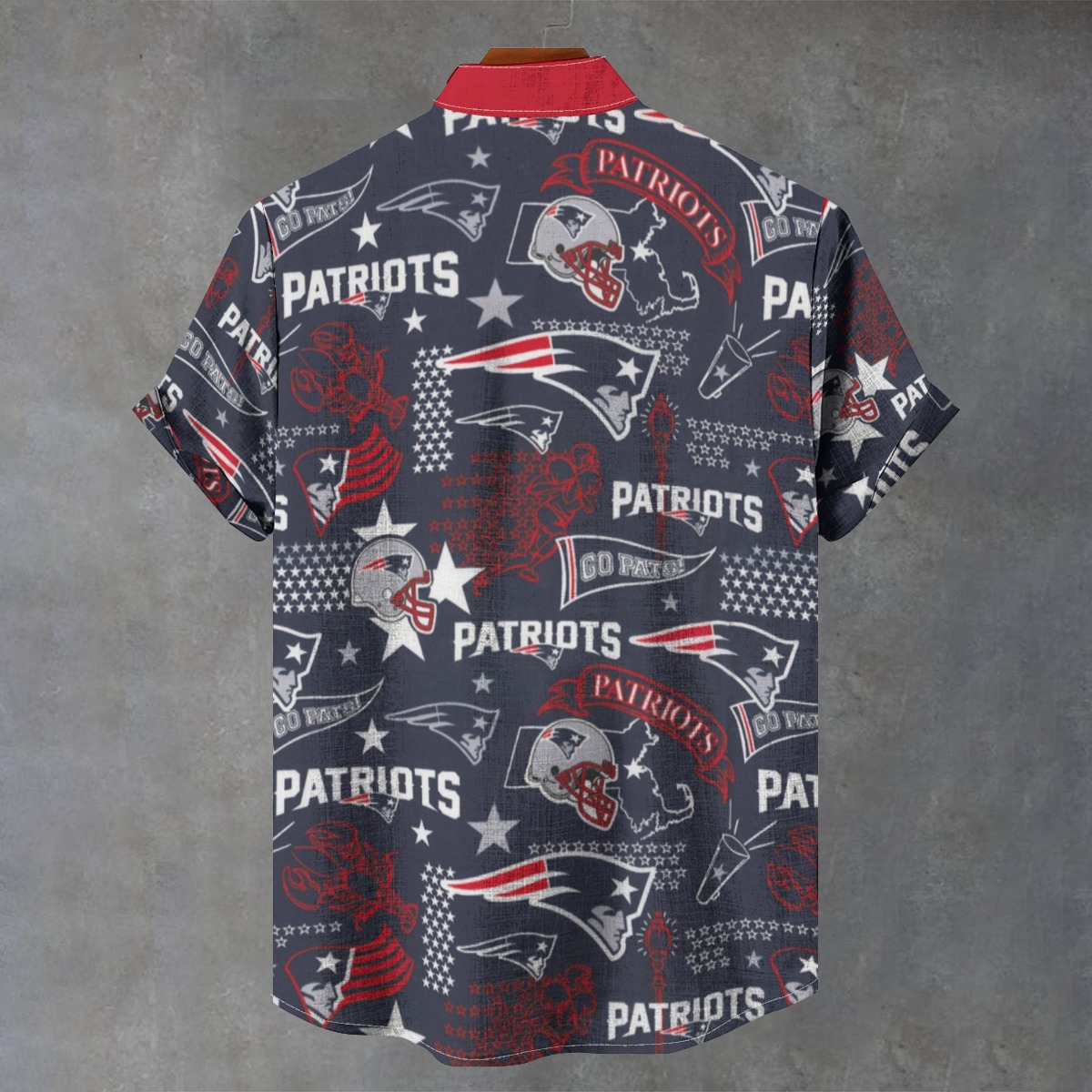New England Patriots All-Over Print Men's Stand Collar Shirt|110GSM Imitation Flax