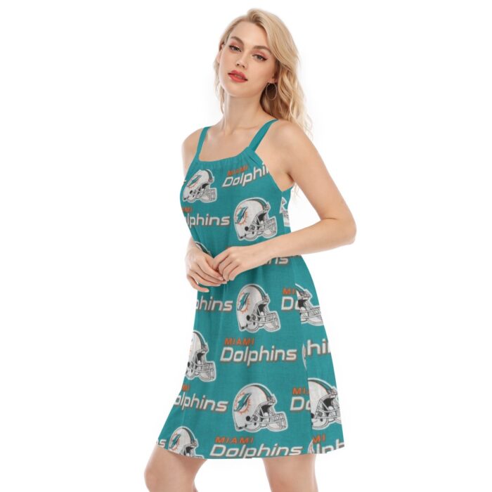 Miami Dolphins Zubaz All-Over Print Women's Sleeveless Cami Dress - Image 2