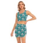 Miami Dolphins Zubaz All-Over Print Women's Camisole And Hip Skirt Suit - Image 2