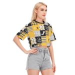 Pittsburgh Steelers Zubaz All-Over Print Women's Cropped T-shirt | 190GSM Cotton - Image 2