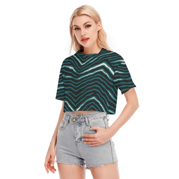 Philadelphia Eagles Zubaz All-Over Print Women's Cropped T-shirt | 190GSM Cotton - Image 3