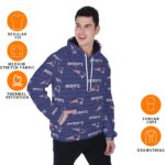 New England Patriots All-Over Print Men's Heavy Fleece Raglan Hoodie - Image 2
