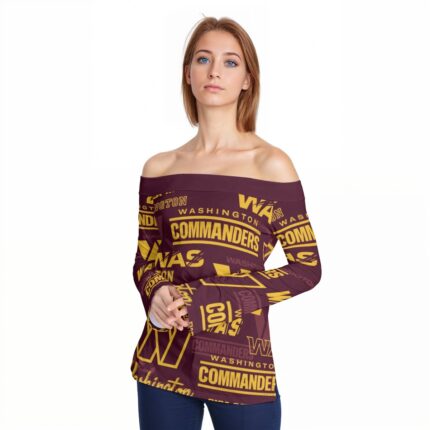 Washington Commanders Women Off-Shoulder Long Sleeve Top