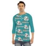 Miami Dolphins Zubaz All-Over Print Men's Bracelet Sleeve T-shirt With Button Closure