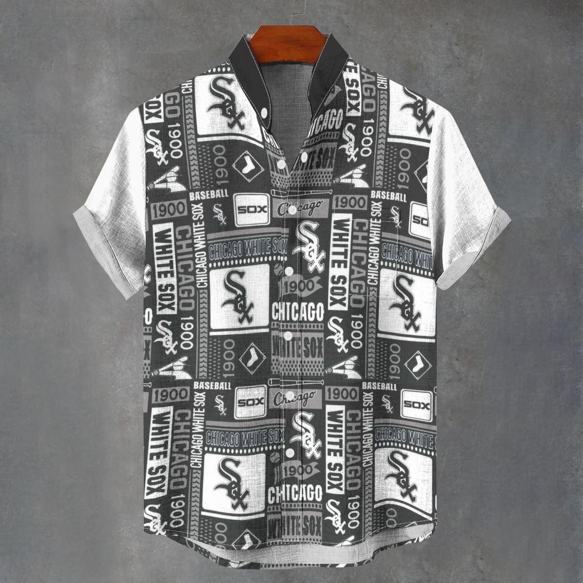 Chicago White Sox Men's Stand Collar Shirt|110GSM Imitation Flax