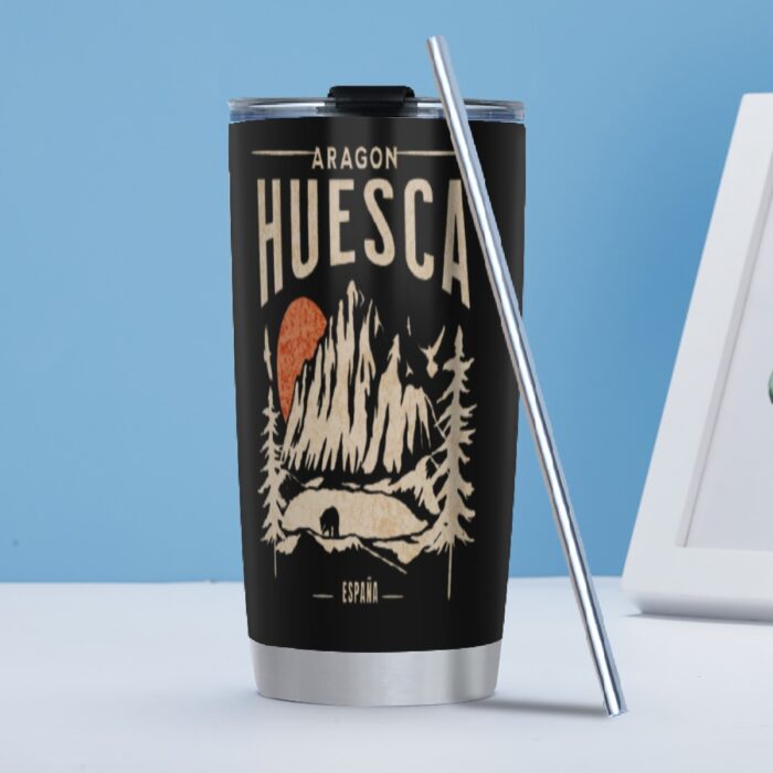 Huesca Aragón Pirineos Vaso de 20 oz con pajita – Hidratación con estilo y esencia pirenaica - Image 2