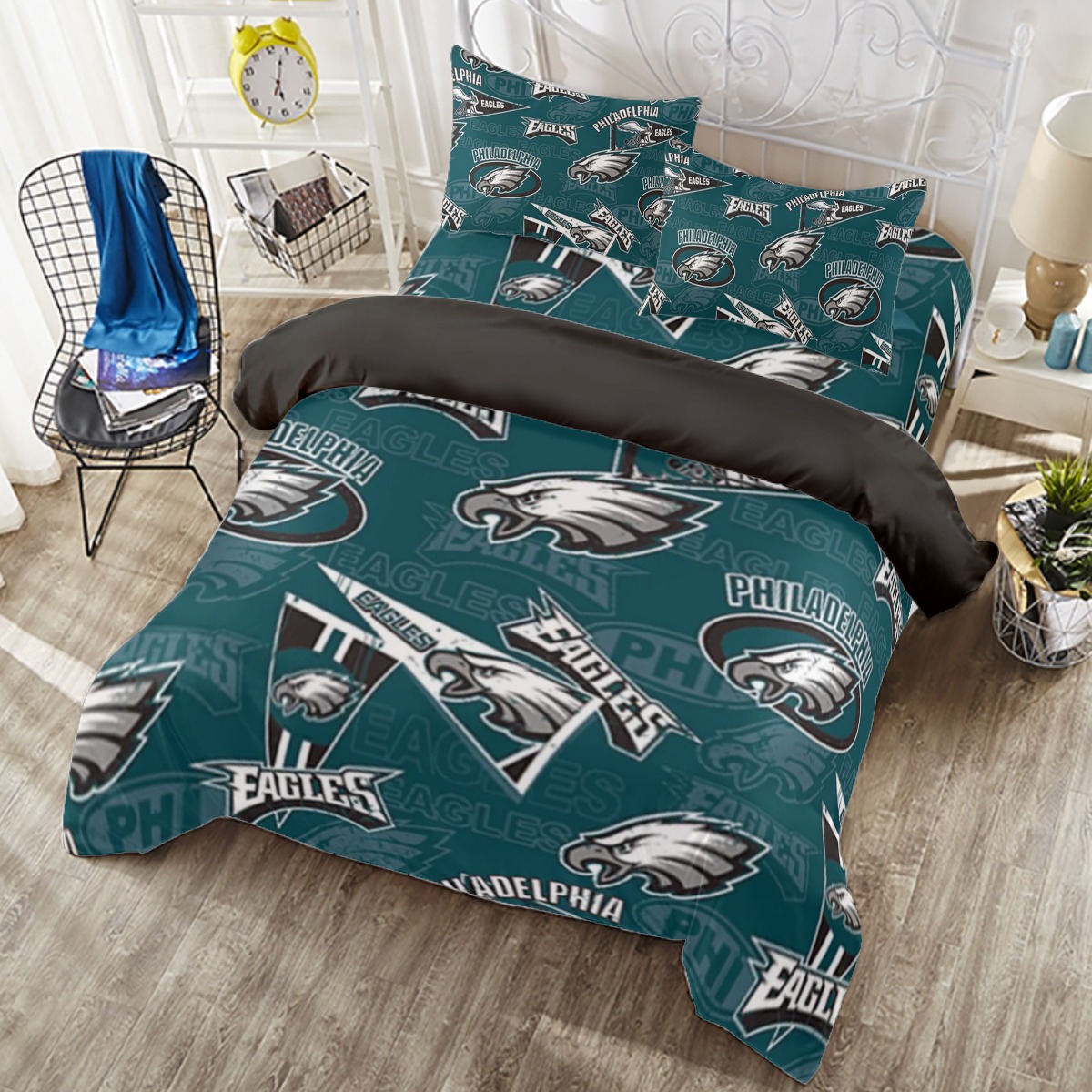 Philadelphia Eagles Zubaz Four-piece Duvet Cover Set | Widened