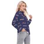 New England Patriots Zubaz All-Over Print Women's Long Sleeve Blouse With Button Closure - Image 2
