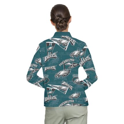 Philadelphia Eagles Zubaz All-Over Print Ladies' Lapel Long Sleeves