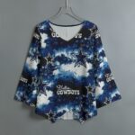 Dallas Cowboys Zubaz All-Over Print Women's V-neck T-shirt With Irregular Hem