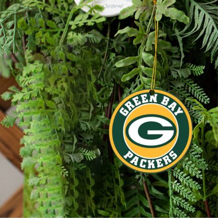 Green Bay Packers Round Christmas Tree Decoration Ornaments | Wooden