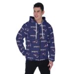 New England Patriots All-Over Print Men's Heavy Fleece Raglan Zip Up Hoodie With Pocket