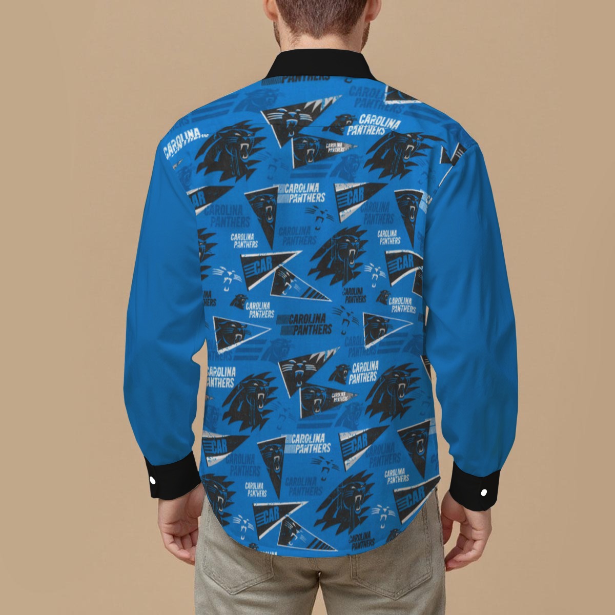 Carolina Panthers Men's Slim Fit Long Sleeve Shirt - Image 2