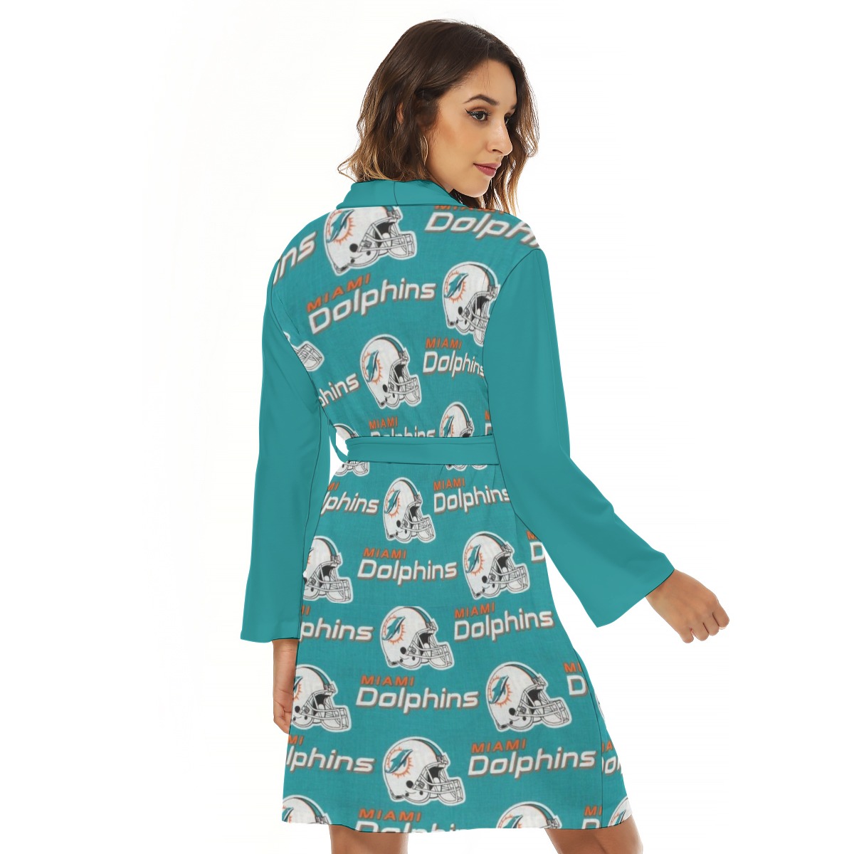 Miami Dolphins Zubaz All-Over Print Women's Robe - Image 2