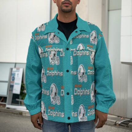 Miami Dolphins Zubaz All-Over Print Men's Casual Lapel Jacket