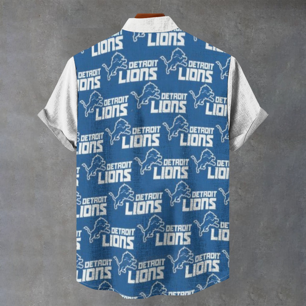 Detroit Lions Men's Stand Collar Shirt|110GSM Imitation Flax - Image 2