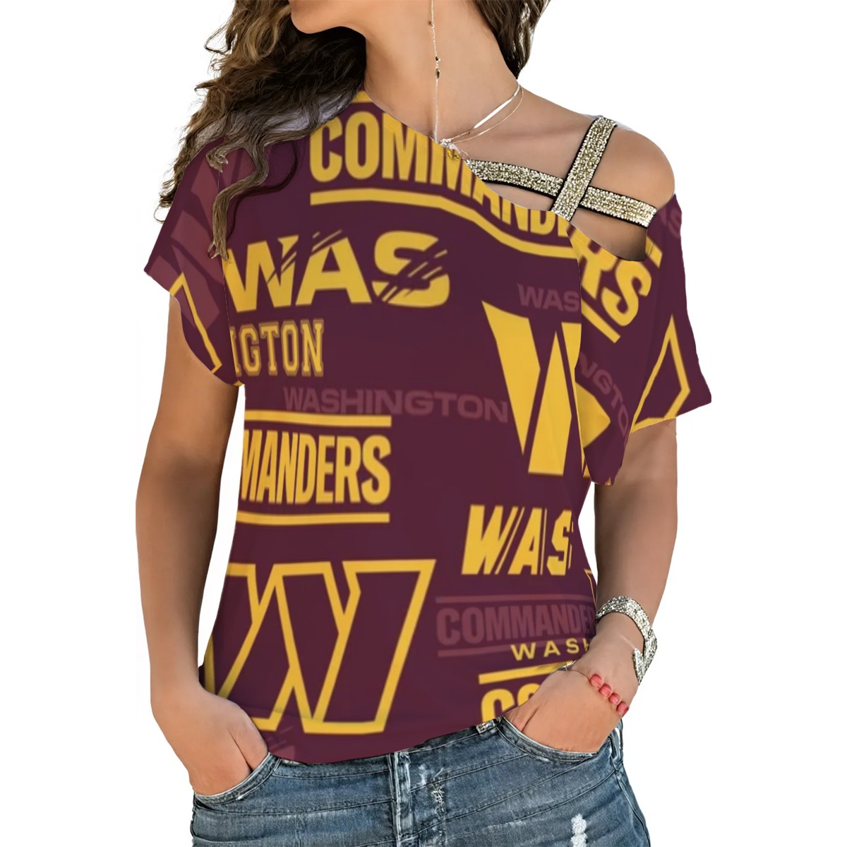 Washington Commanders Women's T-shirt With Elastic Band