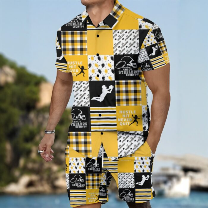 Pittsburgh Steelers Zubaz All-Over Print Men's Summer Shirt Set - Image 2