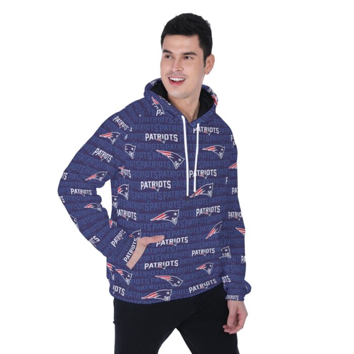 New England Patriots All-Over Print Men's Heavy Fleece Raglan Hoodie - Image 5