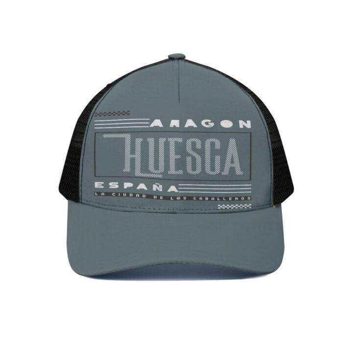 Gorra de camionero Huesca unisex con media malla negra - Image 1