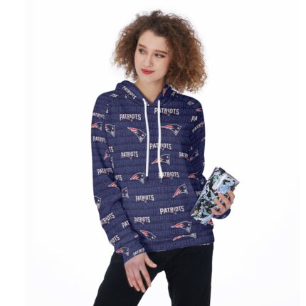 New England Patriots All-Over Print Women's Raglan Pullover Hoodie