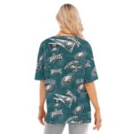Philadelphia Eagles  Women's Short Sleeves T-shirt With Hem Split - Image 4