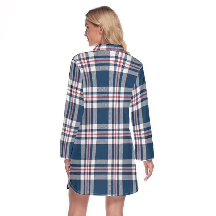 New England Patriots Zubaz All-Over Print Women's Lapel Shirt Dress With Long Sleeve - Image 1