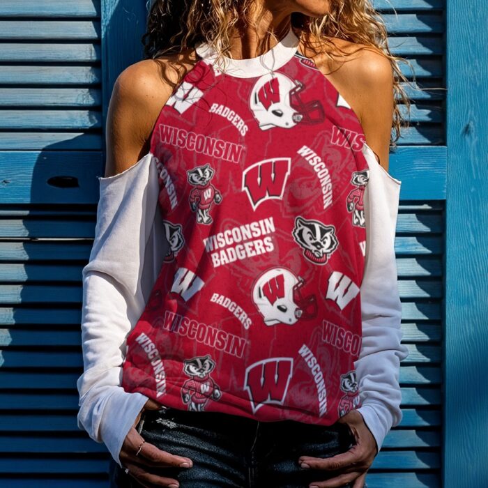 Wisconsin-Madison - Badgers Women's Cold Shoulder Sweatirt - Image 1