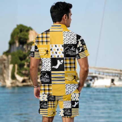 Pittsburgh Steelers Zubaz All-Over Print Men's Summer Shirt Set