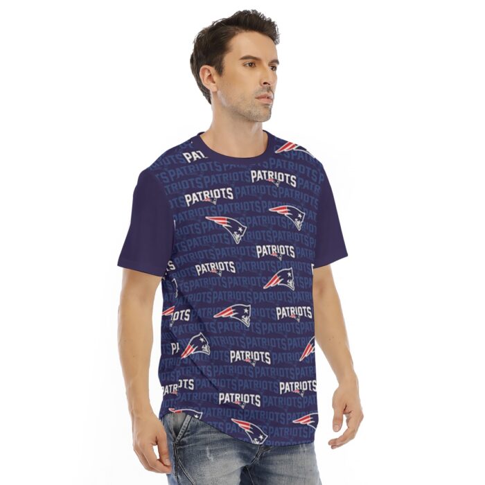 New England Patriots All-Over Print Men's Short Sleeve Rounded Hem T-shirt - Image 2