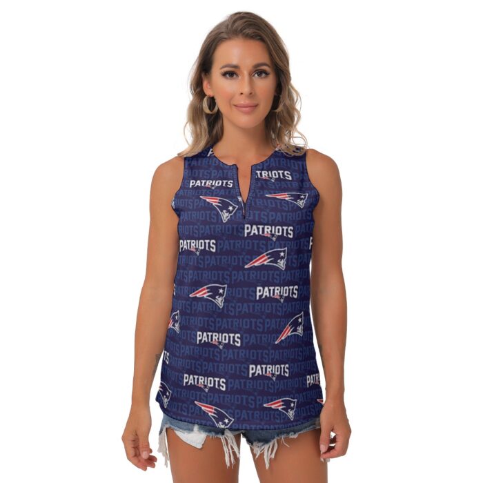 New England Patriots Zubaz All-Over Print Women's Sleeveless V-Neck Top - Image 4