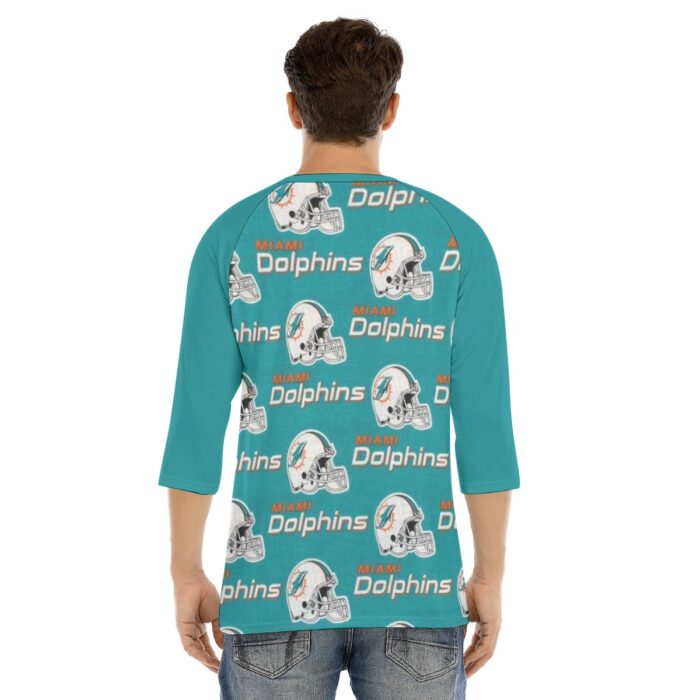 Miami Dolphins Zubaz All-Over Print Men's O-neck Raglan Sleeve T-shirt - Image 3