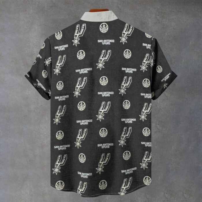 San Antonio Spurs Men's Stand Collar Shirt|110GSM Imitation Flax - Image 3