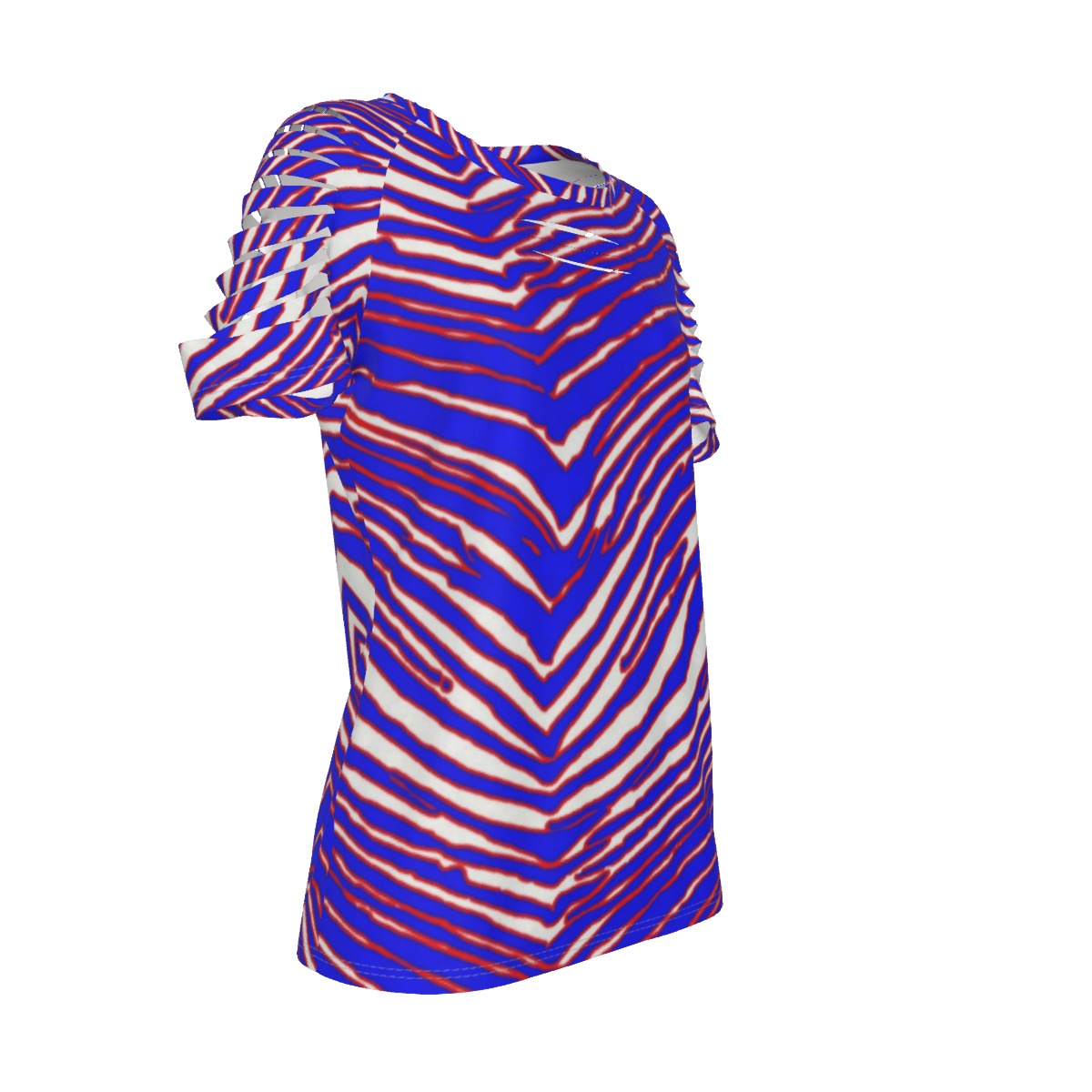 Buffalo Bills Zubaz All-Over Print Women's Ripped T-Shirt - Image 3