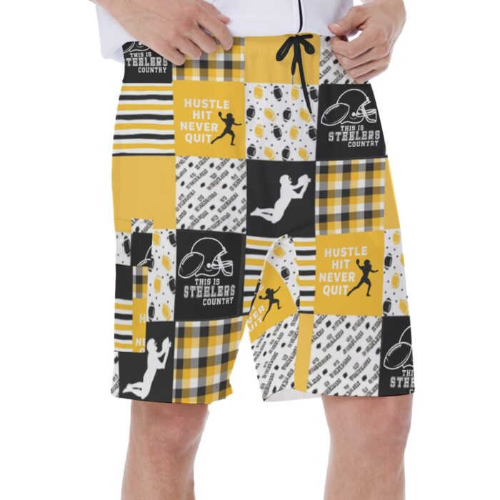 Pittsburgh Steelers Zubaz All-Over Print Men's Beach Shorts With Side Pocket - Image 2