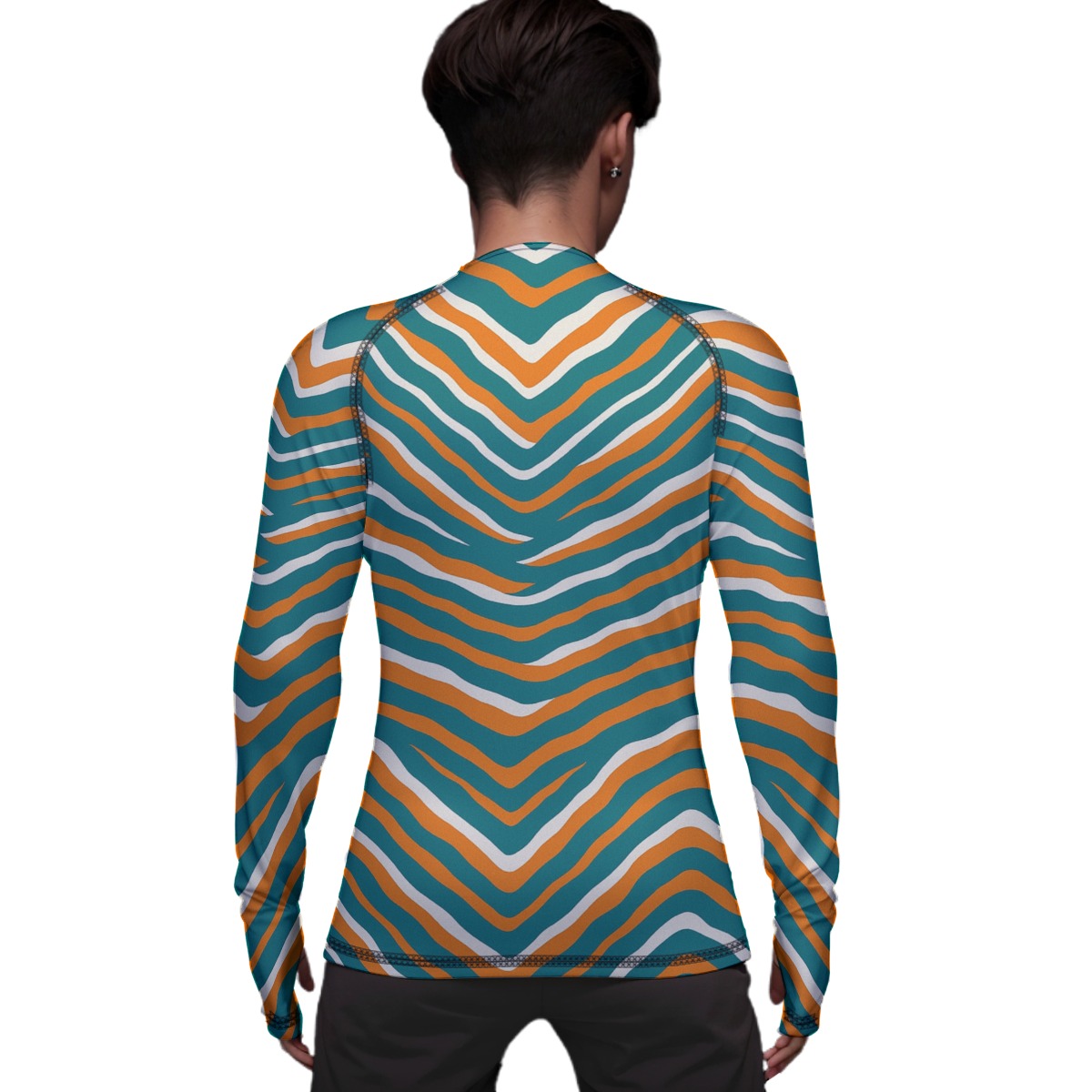 Miami Dolphins Zubaz All-Over Print Men's Thumb Hole Compression Shirt|210GSM - Image 2