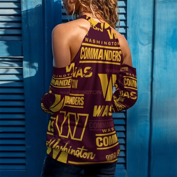 Washington Commanders Redskins Women's Cold Shoulder Sweatirt - Image 2