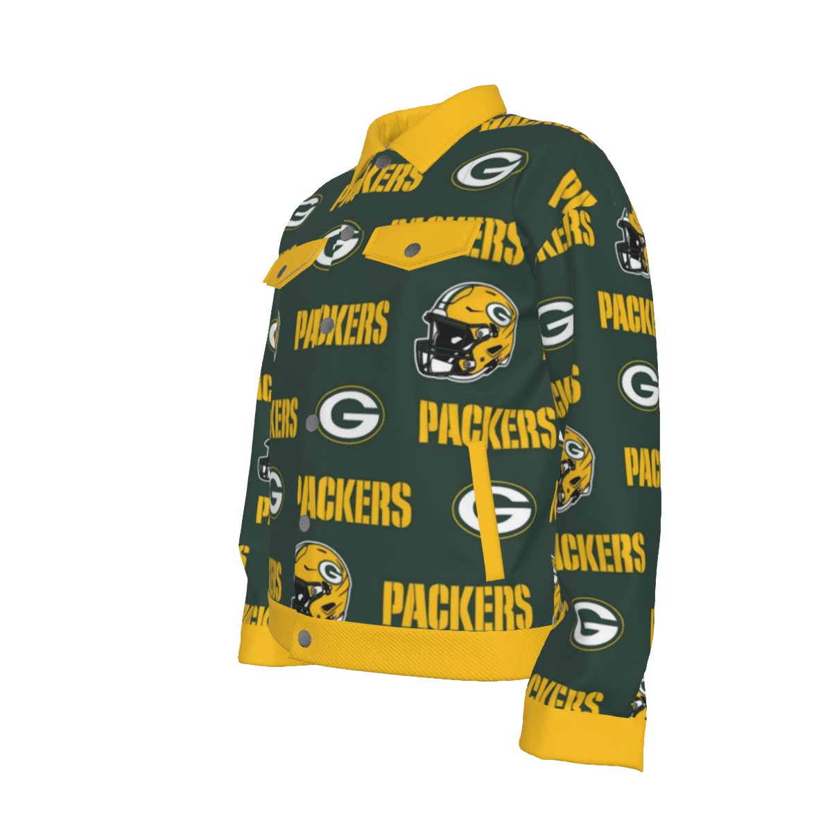 Green Bay Packers All-Over Print Unisex Lapel Jacket | 245GSM Cotton - Image 2