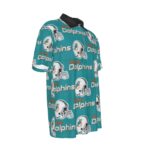 Miami Dolphins Zubaz All-Over Print Men's Lapel Zip Short Sleeve POLO - Image 2