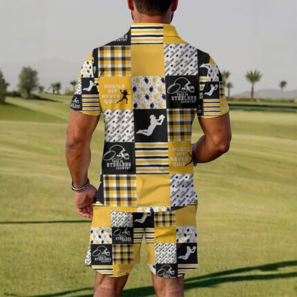 Pittsburgh Steelers All-Over Print Men's Polo Sportswear Set